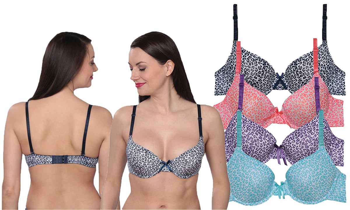 Women's Leopard Print Underwire Bras - Full Figure Sizes 36C-42D