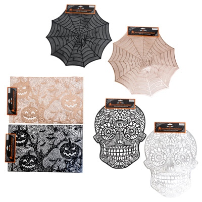 Placemat Halloween Shapes Pvc 3 Styles/ 2 Colors W/ Peggable Header
