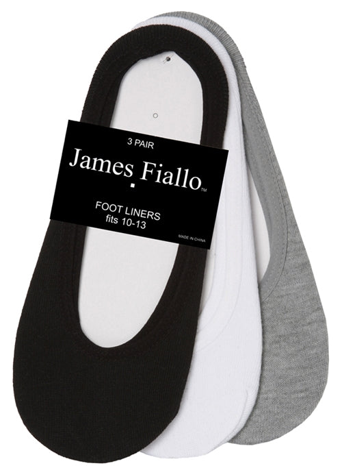 Men's Foot Liner No Show Socks - Black/White/Grey - Size 10-13 - 3-Pair Packs