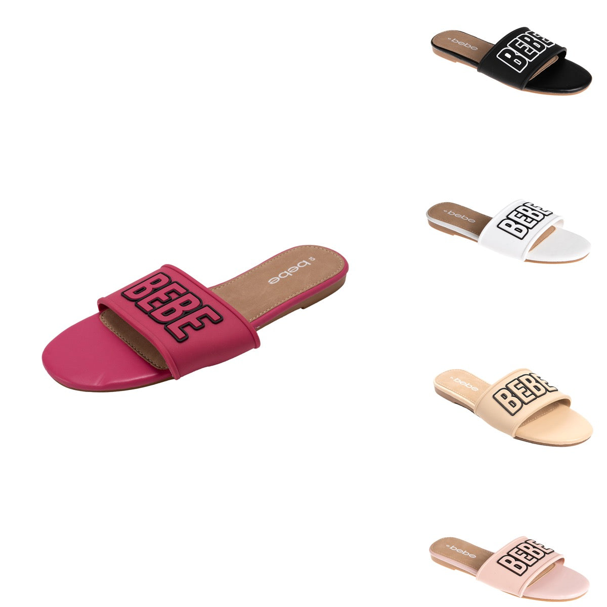 Bebe Women's Fashion Sandals w/ Rubber Bebe Logo - Choose Your Color(s)