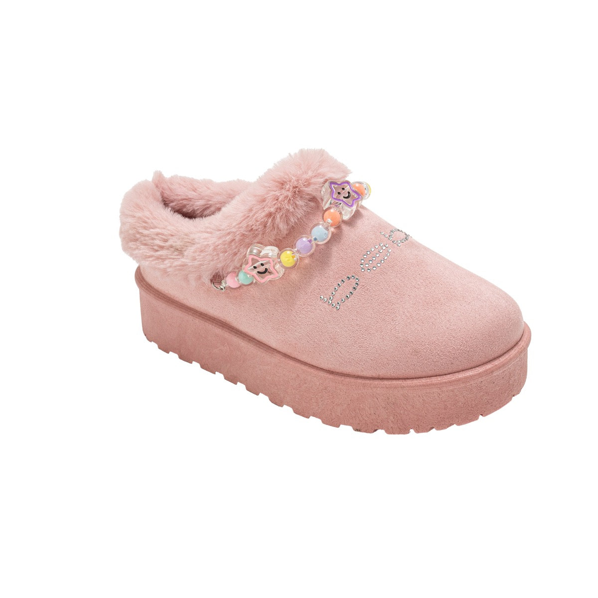 Bebe Girl's Cozy Clog Boots w/ Friendship Bracelet Trim & Bebe Rhinestones