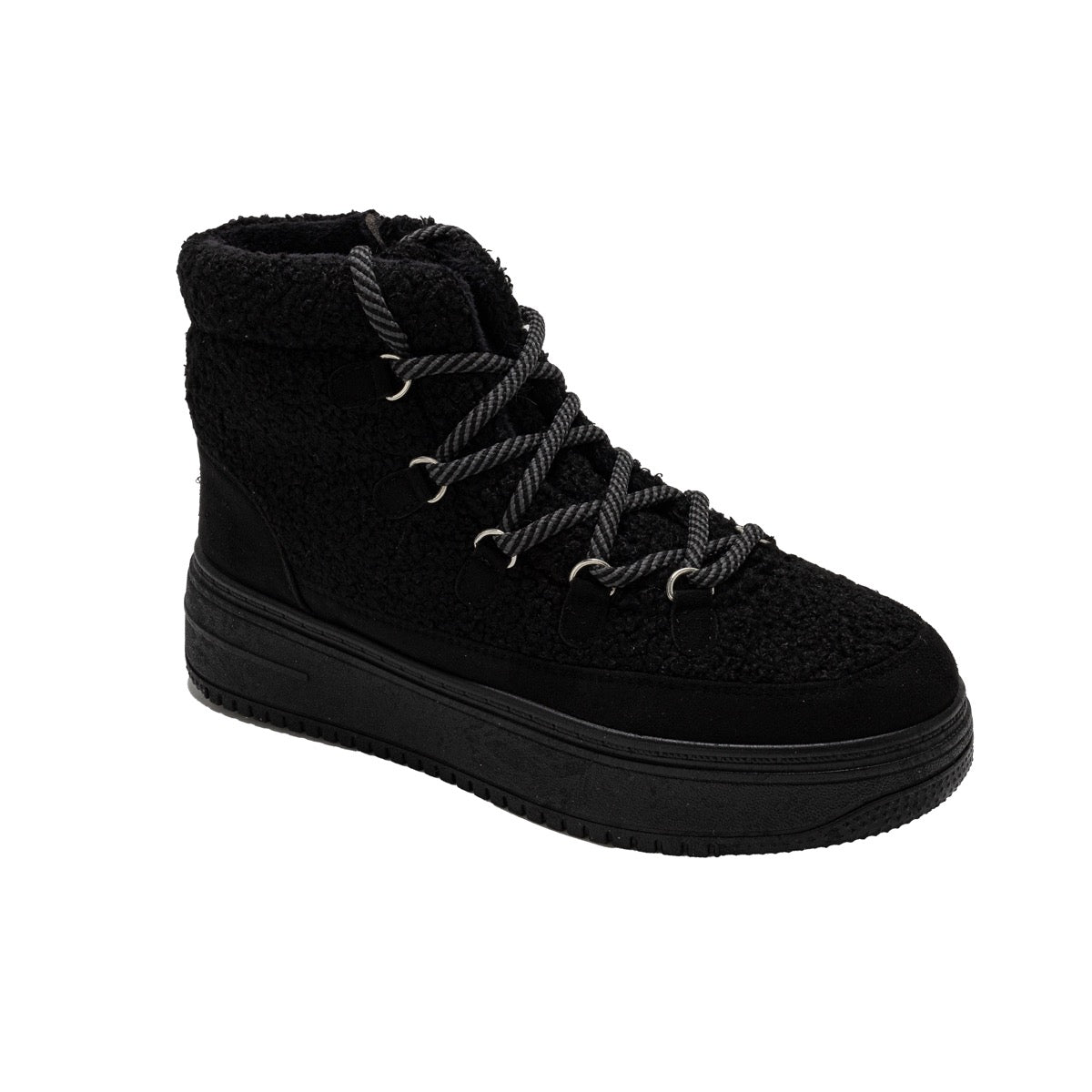 Bebe Women's Sneakers w/ Sherpa Upper & Chunky Two Tone Round Laces