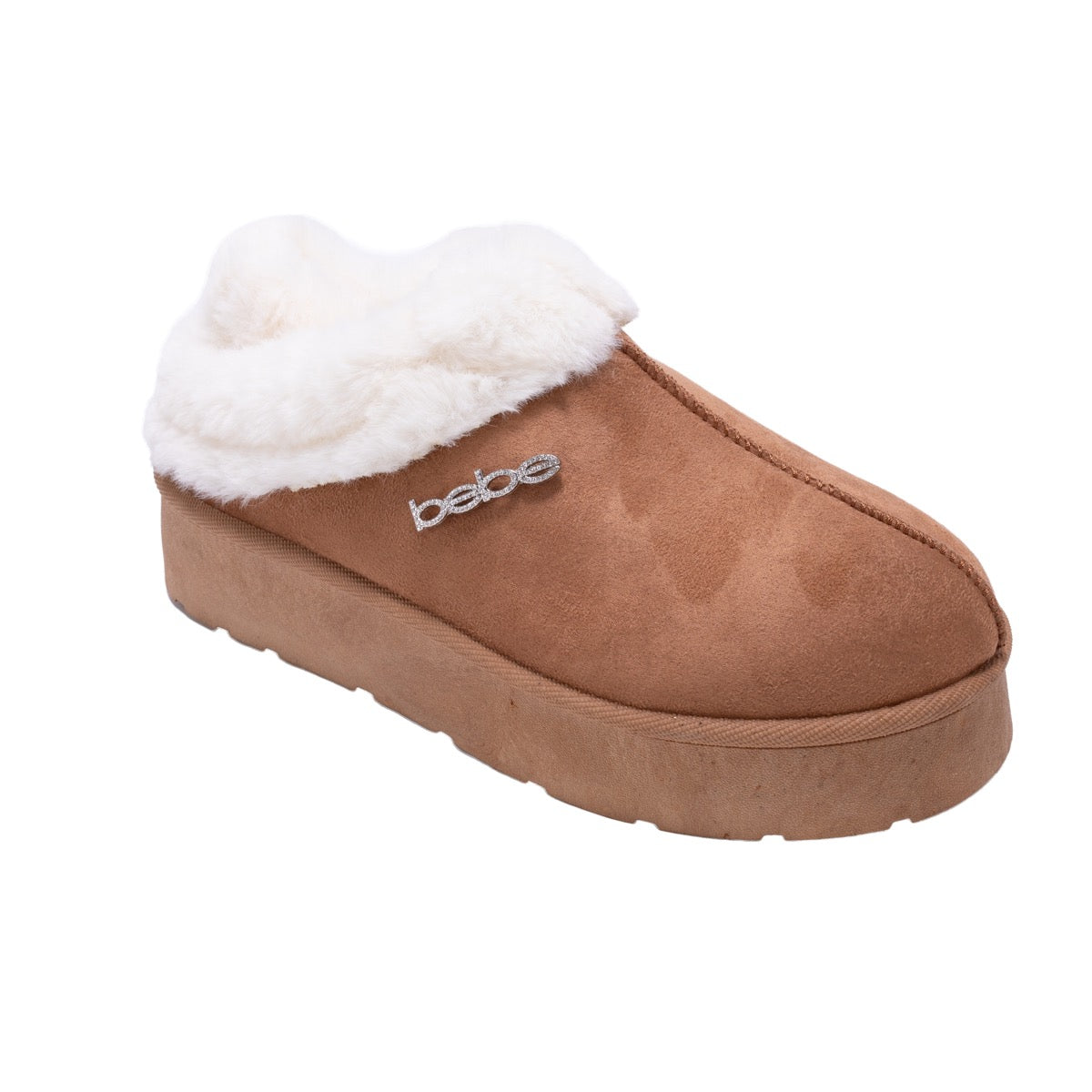 Bebe Women's Clog Bootie w/ Slingback & Faux Fur Collar