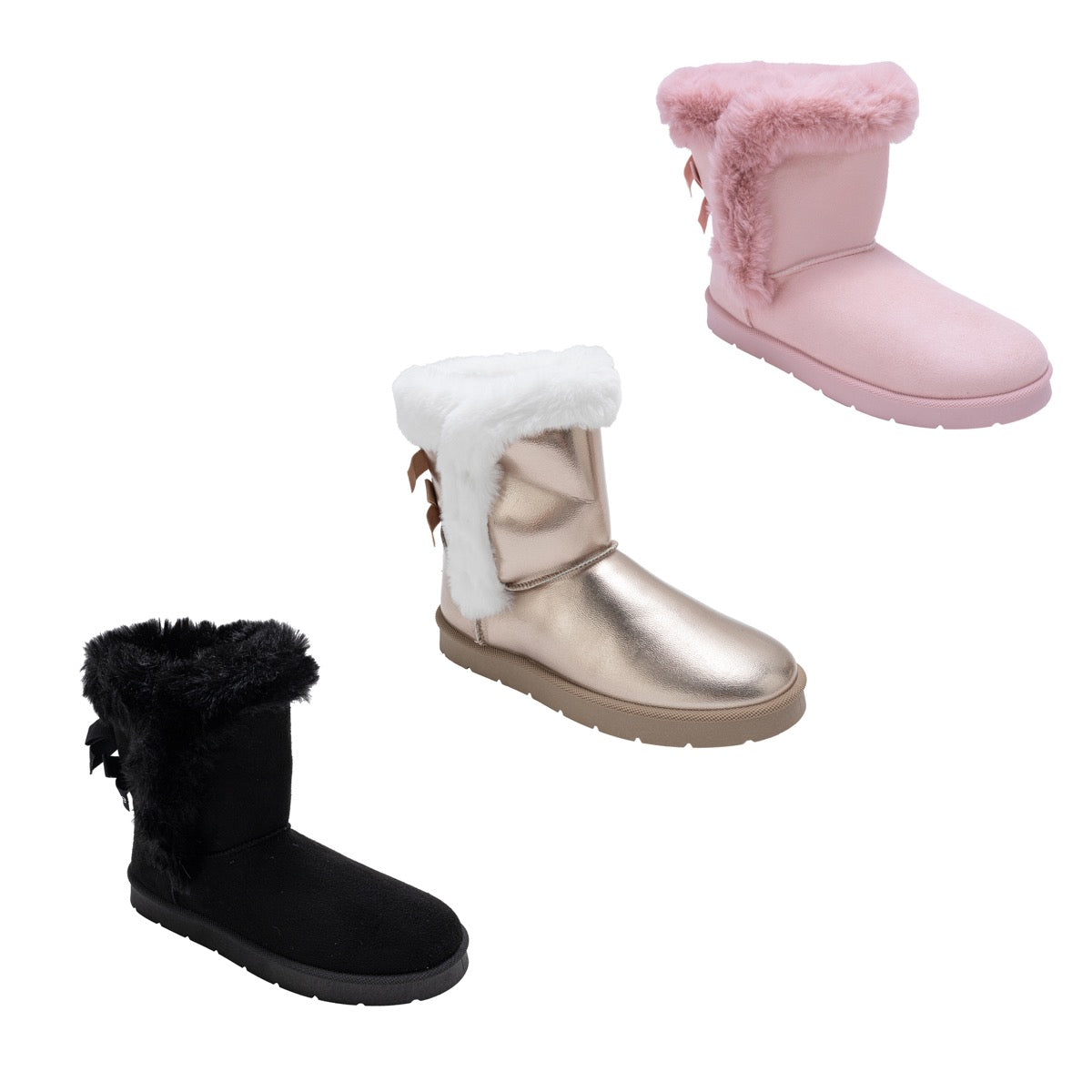 Bebe Women's Winter Boots w/ Faux Fur Trim & Bebe Bow Tape - Choose Your Color(s)