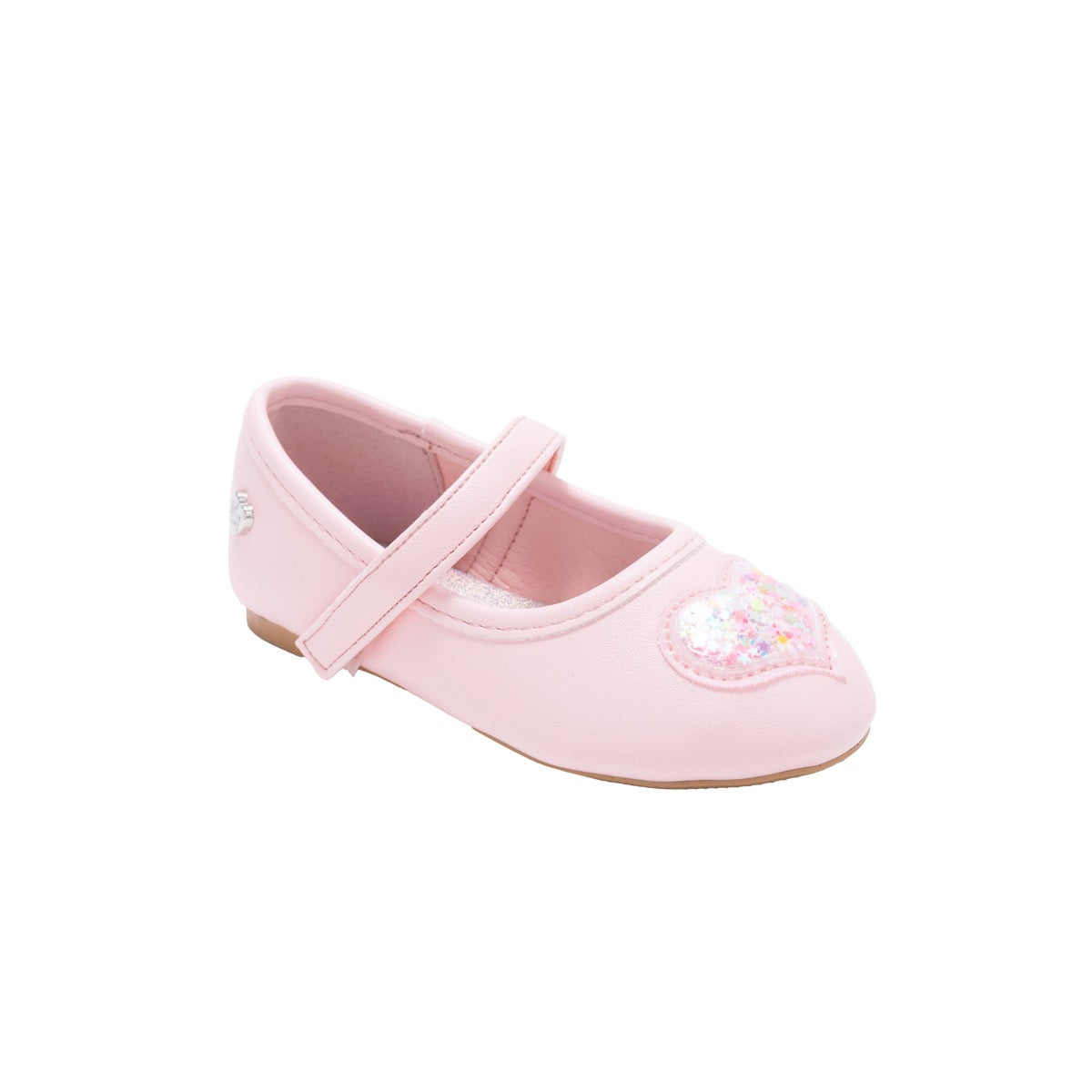 Bebe Toddler Girl's Ballet Flats w/ Glitter Filled Puffy Heart
