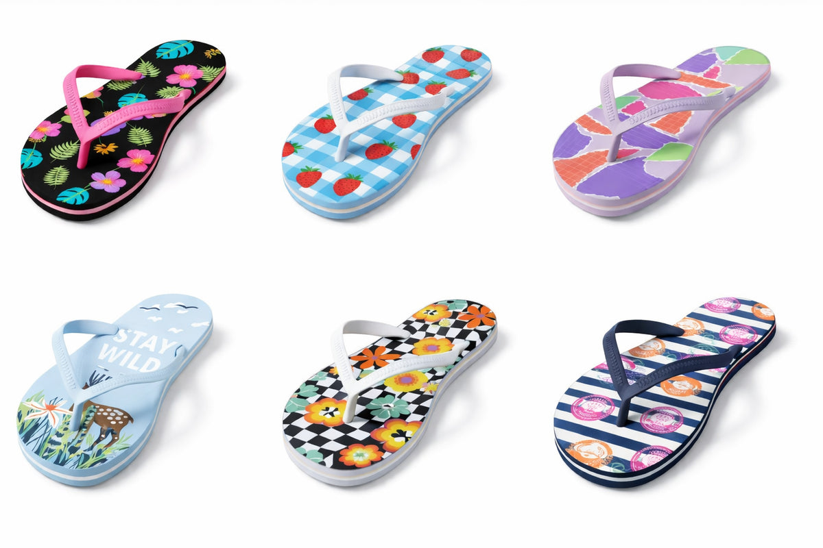 Girl's Printed Flip Flops - Assorted Prints