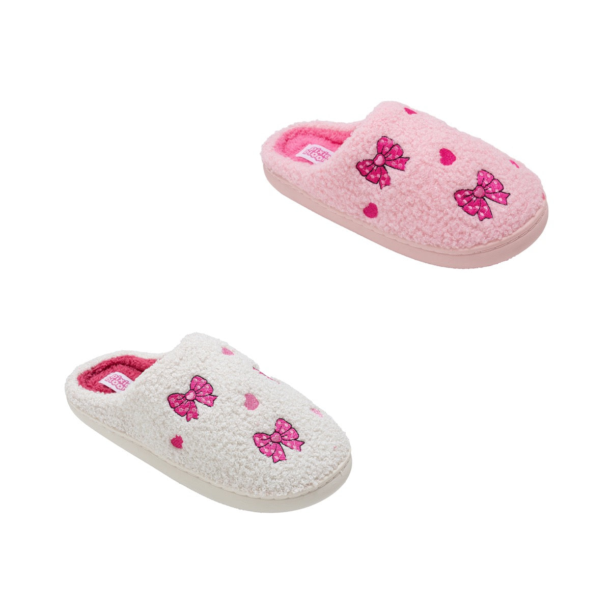Women's Sherpa Mule Slippers w/ Bow & Panda Animal Embroidery - Choose Your Color(s)
