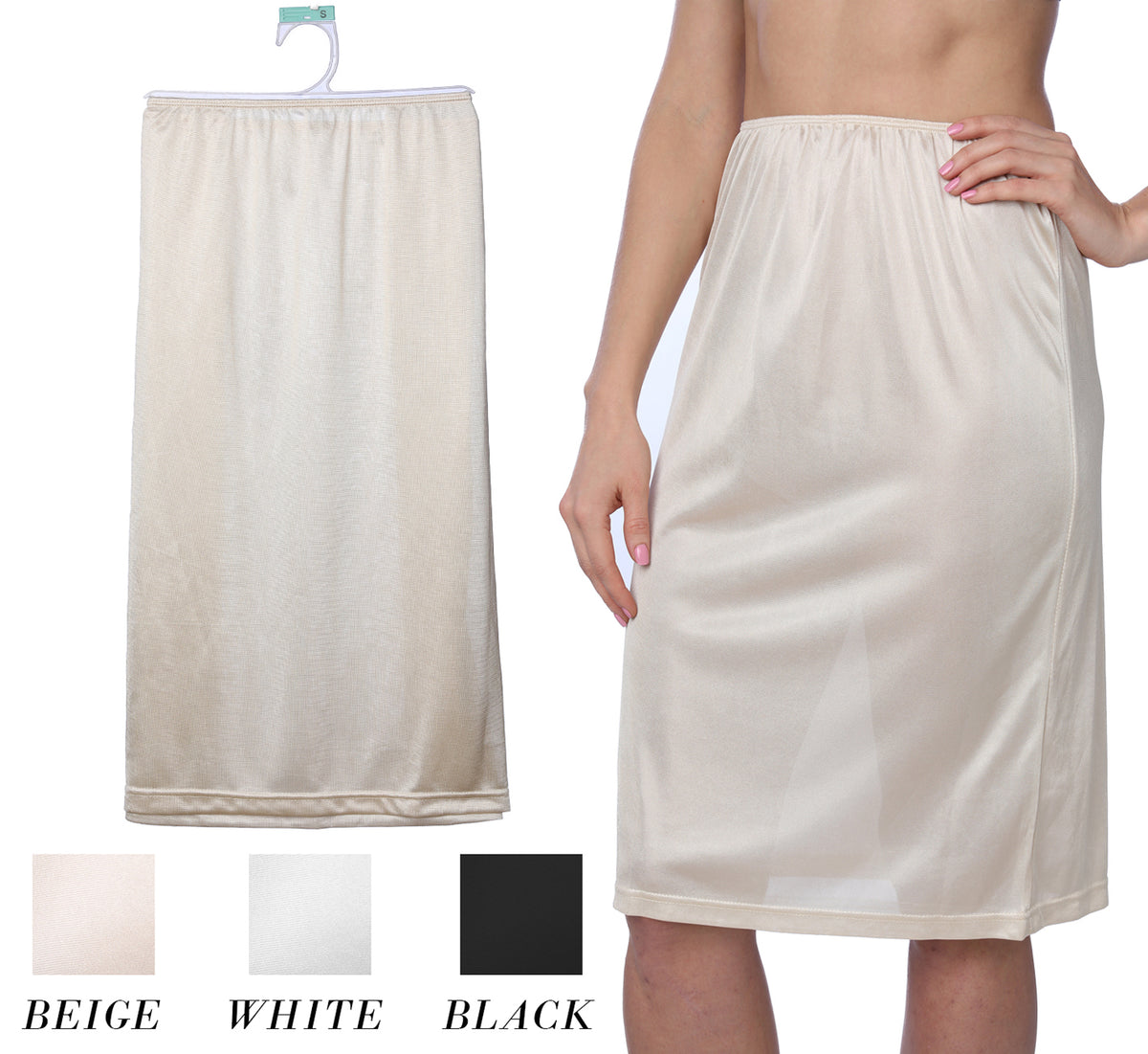 Women's Skirt Slips w/ Solid Trim - Choose Your Color(s)