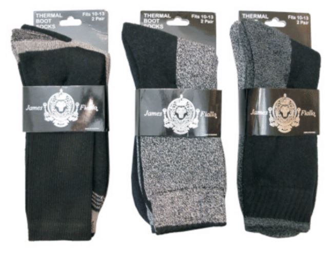 Men's Marled Ribbed Knit Thermal Boot Socks - Heathered Heel & Toe - Size 10-13 - 2-Pair Packs