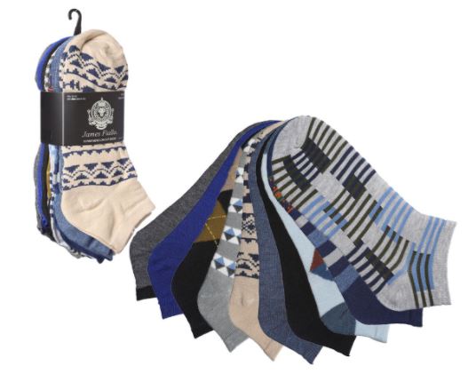 Men's No Show Novelty Socks - Striped & Pixel Patterns - 10-Pair Packs - Size 10-13