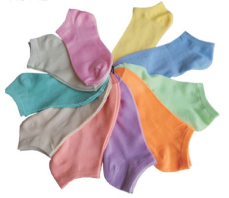 Women's No Show Novelty Socks - Solid Pastel Colors - 10-Pair Packs - Size 9-11