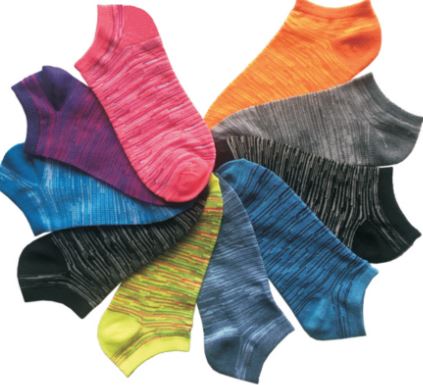 Women's No Show Novelty Socks - Heathered Lines - 10-Pair Packs - Size 9-11
