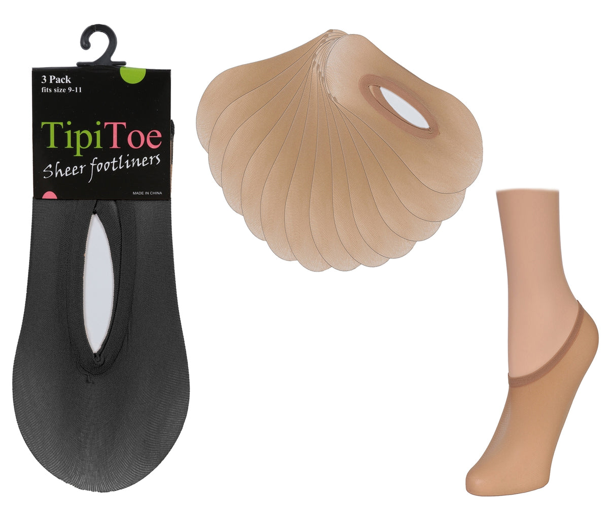 Women's No-Show Sheer Ped Sock Footliners - 3-Pair Packs - Choose Your Color(s)