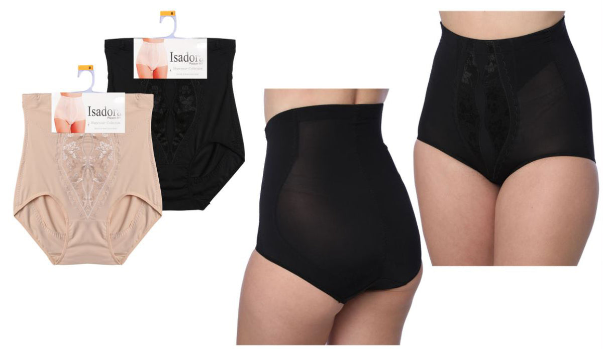 Women's Stretch Shapewear Girdle Briefs w/ Shimmer Floral Details