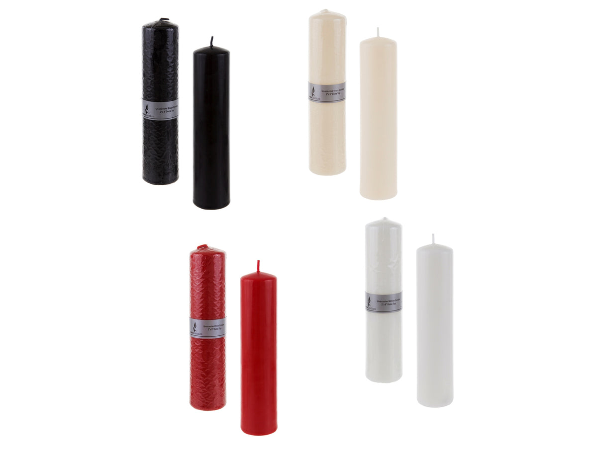 2" x 6" Unscented Dome Top Press Pillar Candles - Choose Your Color(s) - Black