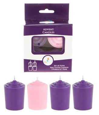 4 pcs 15 Hours Hand Pour Advent Unscented Votive Candles - Asst