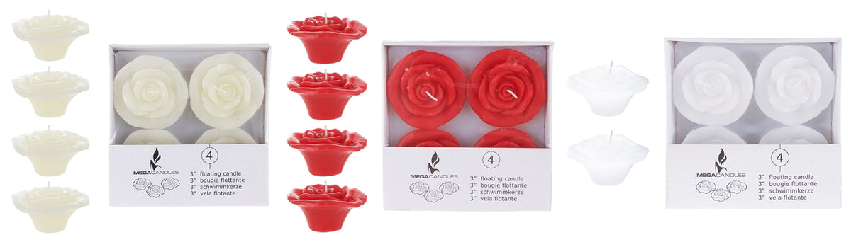 3" Unscented Floating Flower Candles in White Box