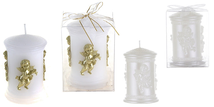 Sculpted Angel Round Pillar Candles