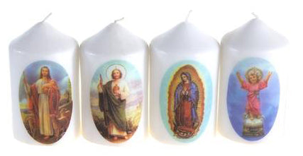 Religious Figures Dome Top Aerated Pillar Candle - Asst