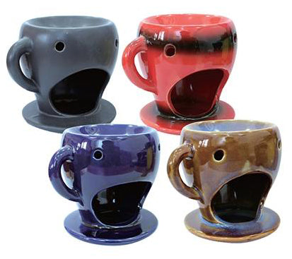 4" Coffee Cup w/ Plate Oil Burner - Asst