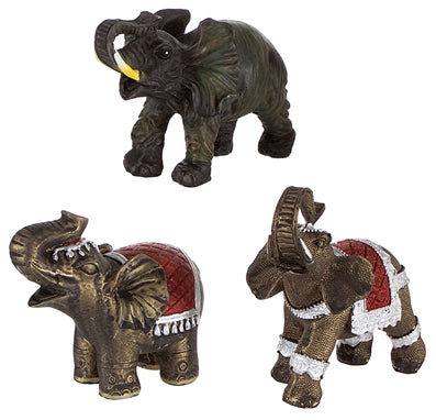 Elephant with Trunk Up Poly Resin - Asst