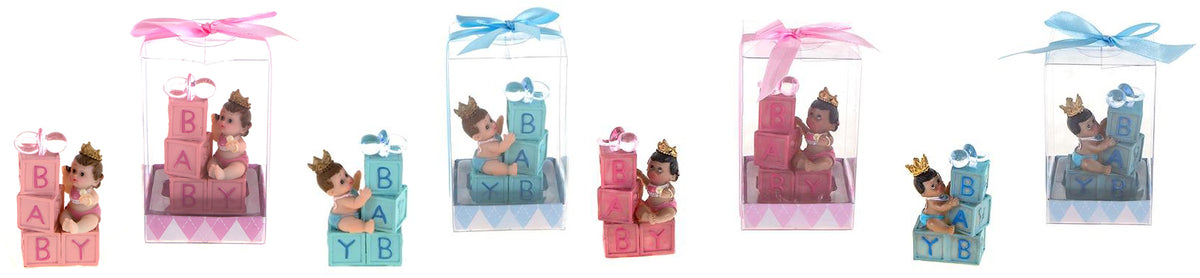 Baby with Crown Sitting on Blocks Poly Resin