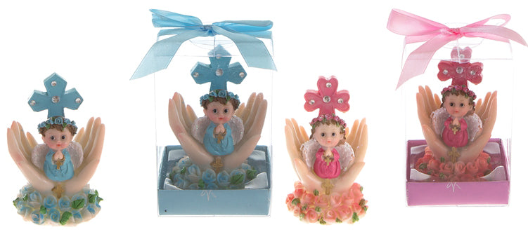 Baby On Palm w/ Roses Poly Resin