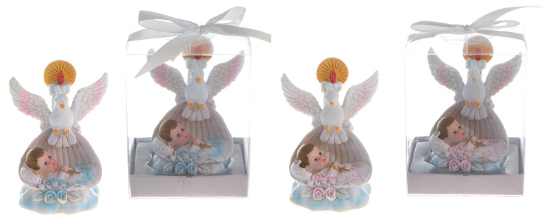 Baby In Bassinet w/Dove Candle Poly Resin