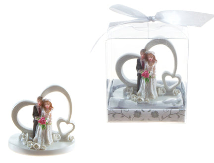 Wedding Couple w/ Multi Hearts Setting Poly Resin