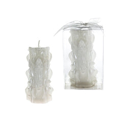 Lady Guadalupe On Carved Pillar Candle