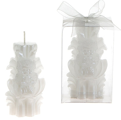 Angel Praying On Carved Pillar Candle