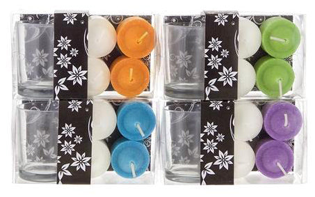 Votive Candle w/ Glass Holder - Asst