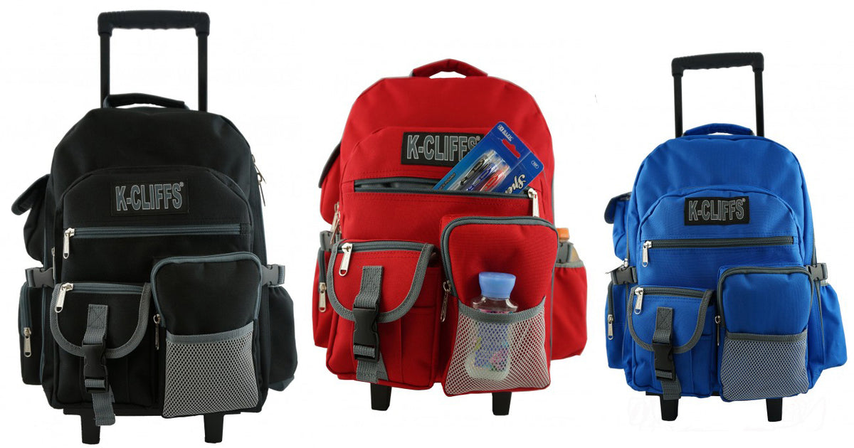 18.5" Heavy Duty Rolling Backpacks - Red