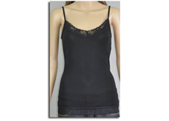 Women's Camisoles w/ Lace Trim - Black Only