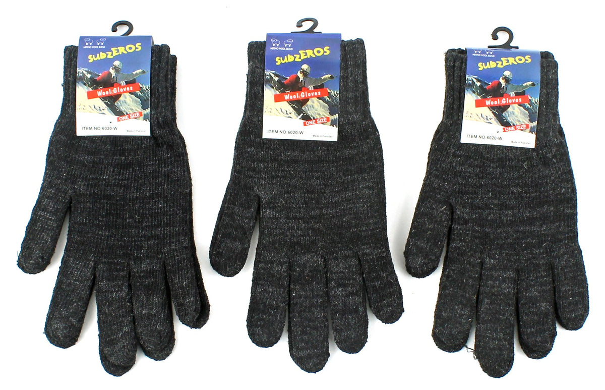 Adult Merino Wool Blend Winter Knit Gloves - Charcoal Grey