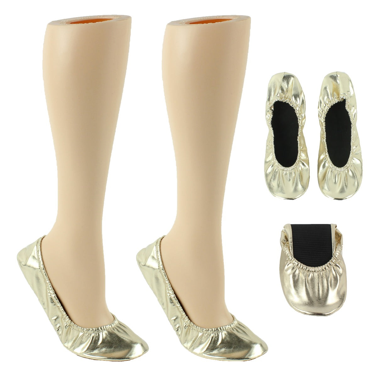 Women's Wedding Roll-Up Flats - Metallic Gold