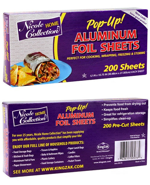 Pre-Cut Aluminum Foil Sheets 200-Packs - Nicole Home Collection