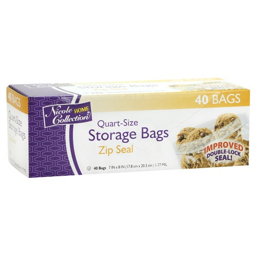 Quart - Zip Seal Bags - 40-Packs - Nicole Home Collection