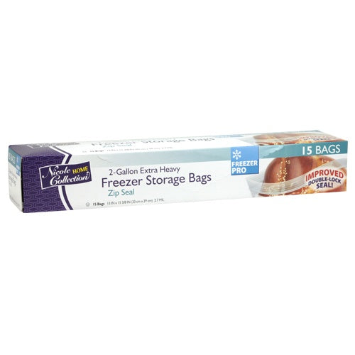 2 Gallon - Zip Seal - Freezer/Storage Bags - Extra Heavy - 15-Packs - Nicole Home Collection