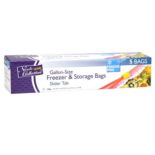 Gallon - Slide Tab - Freezer/Storage Bags - 5-Packs - Nicole Home Collection
