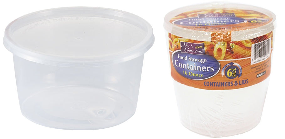 16 oz. Round Storage Container 6-Packs - Nicole Home Collection