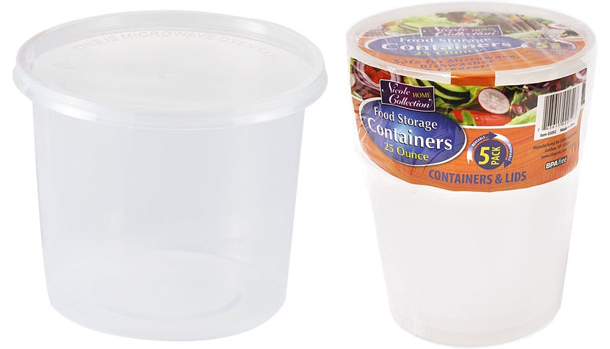 25 oz. Round Storage Container 5-Packs - Nicole Home Collection