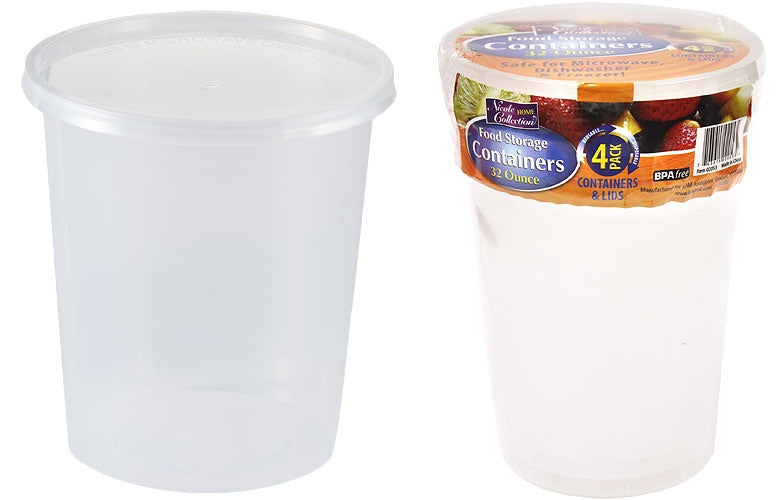 32 oz. Round Storage Container 4-Packs - Nicole Home Collection