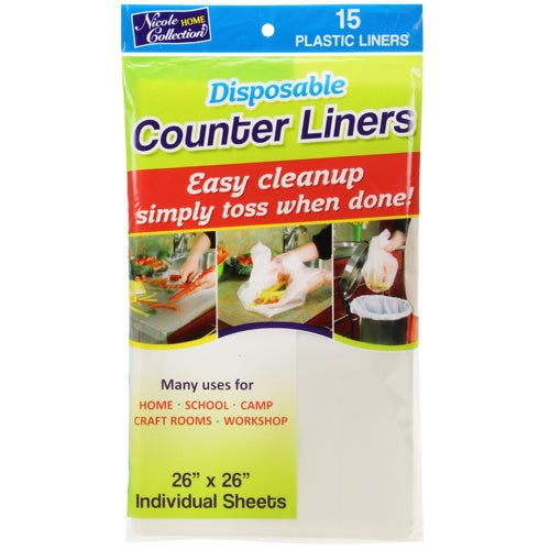 26" X 26" Disposable Plastic Counter Liners - Transparent - Nicole Home Collection