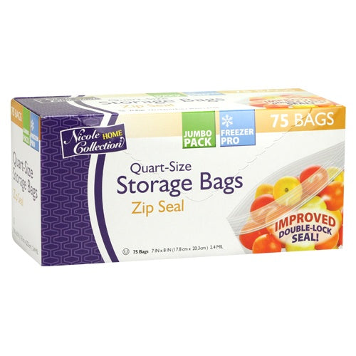 Quart - Zip Seal Bags - 75-Packs - Nicole Home Collection