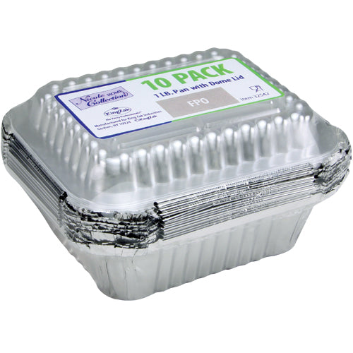 Aluminum 1 lb. Pans w/ Dome Lid - 10-Packs - Nicole Home Collection
