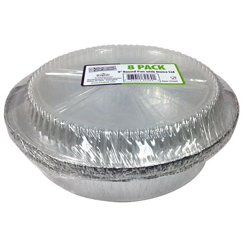 9" Aluminum Round Pan w/ Plastic Dome Lid 8-Packs - Nicole Home Collection