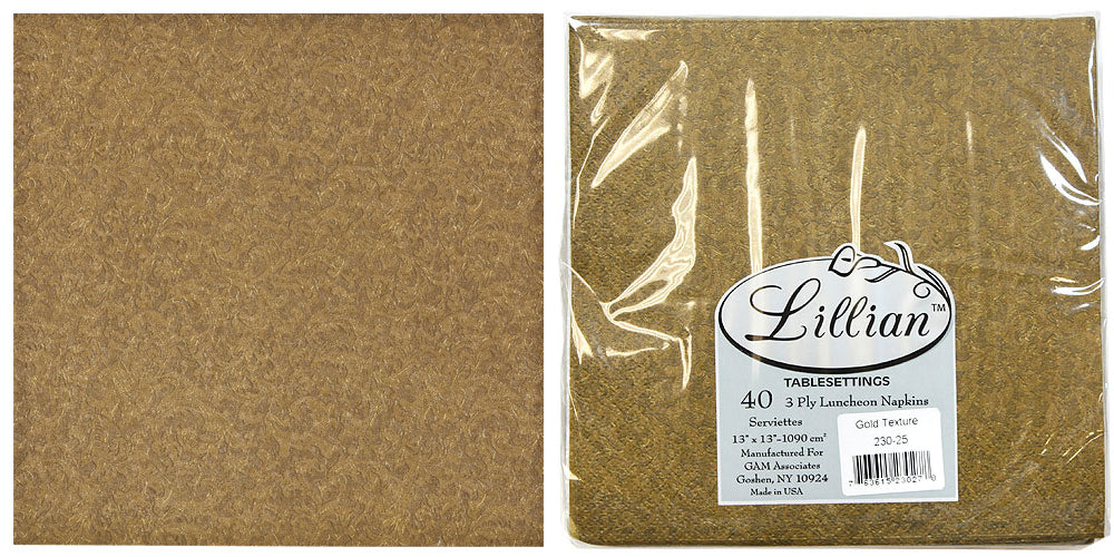 Texture Gold Luncheon Paper Napkins 40-Packs - Lillian