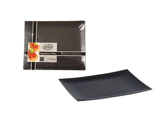 Rectangular Clear Plastic Appetizer Plates by Lillian - 7'' x 5.625'' - 10-Packs