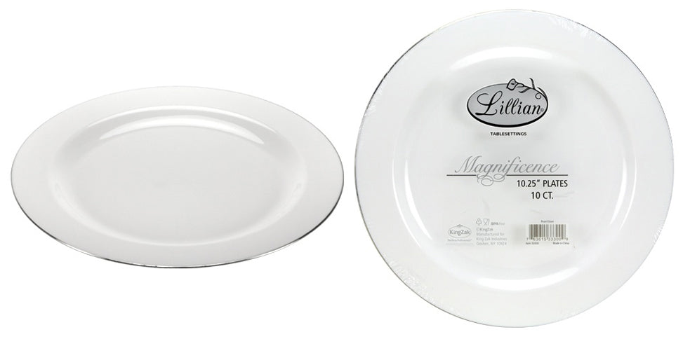 Magnificence - 10.25" Pearl Plate - Silver Edge - 10-Packs - Lillian